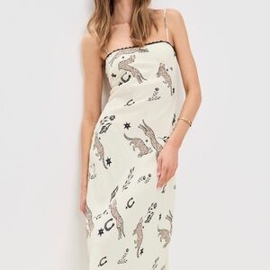 NEW VRG GRL Cheetah Bias Maxi Dress Trendy Lace Trim SZ Small